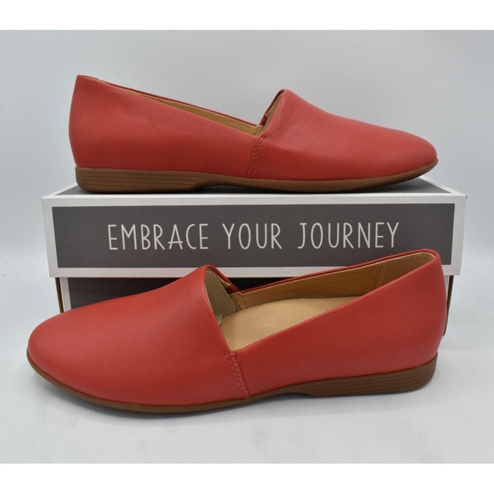 Dansko Women's Coral Red Leather Slip-On Flats - Picture 8 of 11